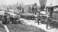 Picture of The Director's Special, shown stopped en route, was one of the first trains to reach Owen Sound on the narrow gauge Toronto, Grey and Bruce Railway of Ontario Canada